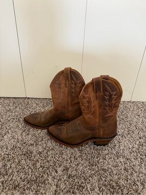 Boulet Brown Leather Western Cowboy Boots